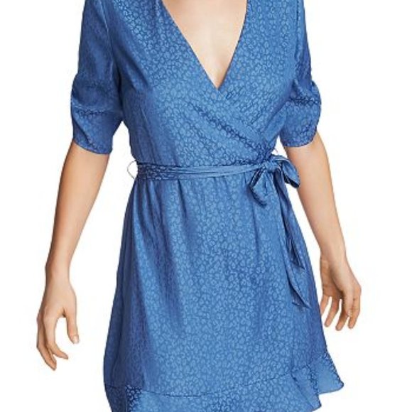 1.STATE Tonal Leopard-Print Faux-Wrap Dress - Picture 1 of 9